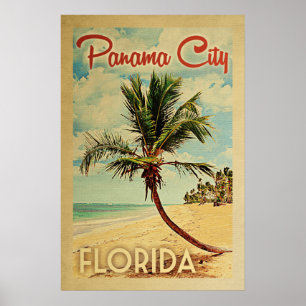 Panama City palmträdvintage resor Poster