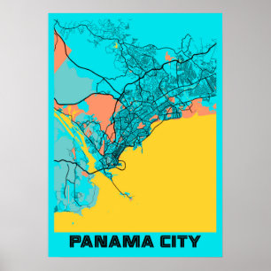 Panama City - Panama Gloria City Karta Poster