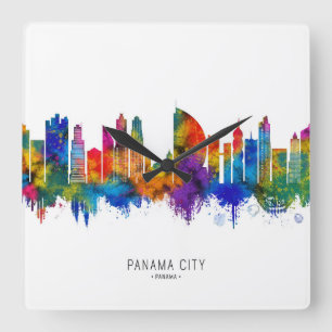 Panama City Panama Skyline Fyrkantig Klocka