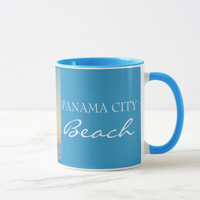 Panama City strand FL - palmträdsolnedgångkopp Mugg (Höger)