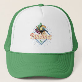 Panama City Toucan Retro Handflatan Träd Vintage Keps