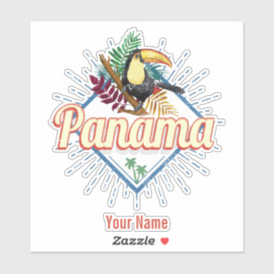 Panama City Toucan Retro Handflatan Träd Vintage Klistermärken
