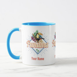 Panama City Toucan Retro Handflatan Träd Vintage Mugg