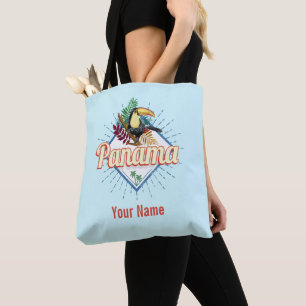 Panama City Toucan Retro Handflatan Träd Vintage Tygkasse
