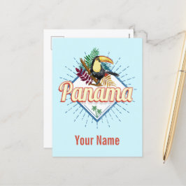 Panama City Toucan Retro Palmträd Vintage Helg Vykort