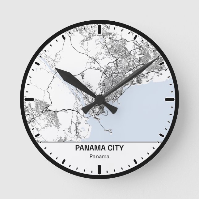 Panama Clock City Line Art Rund Klocka (Framsida)