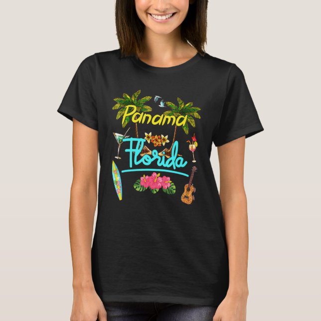 Panama Florida Beach Summer Handflatan Surfa Sol S T Shirt (Framsida)