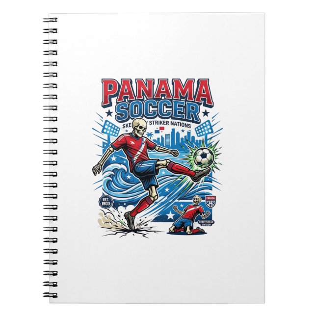 Panama Fotboll Skelett Anfallare Nationer Affisch  Anteckningsbok (Framsidan)