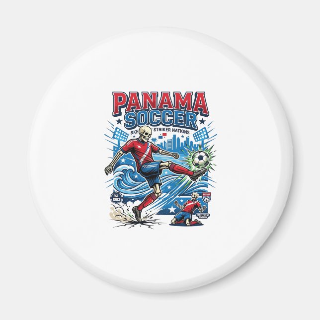 Panama Fotboll Skelett Anfallare Nationer Affisch  Magnet (Framsidan)