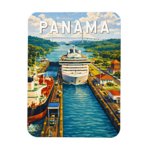 Panama Illustration Resa Konst Vintage Magnet