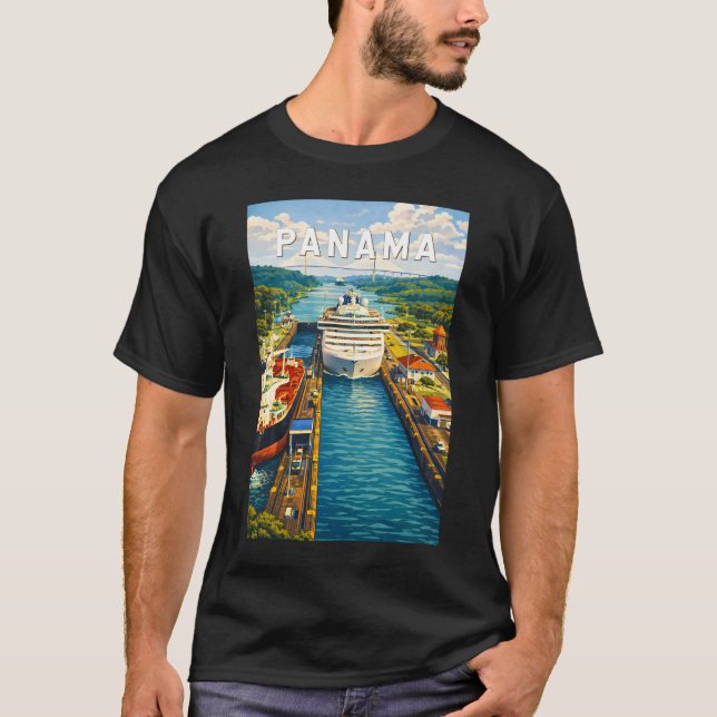 Panama Illustration Resa Konst Vintage T Shirt (Framsida)