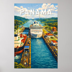 Panama illustration researesa konst vintage poster
