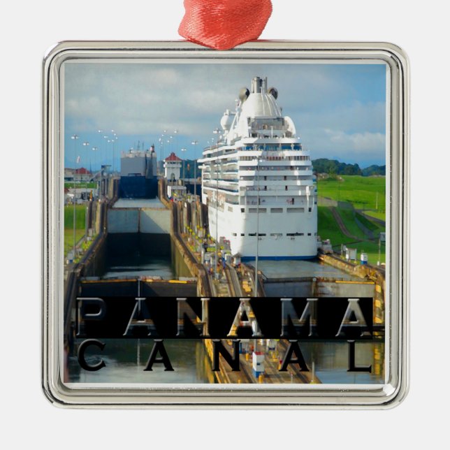 Panama kanalsouvenir julgransprydnad metall (Framsidan)
