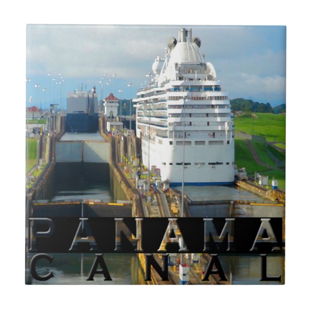 Panama kanalsouvenir kakelplatta (Framsidan)