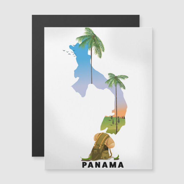 Panama karta Illustrerad resa affisch tryck. (Fram/baksida)