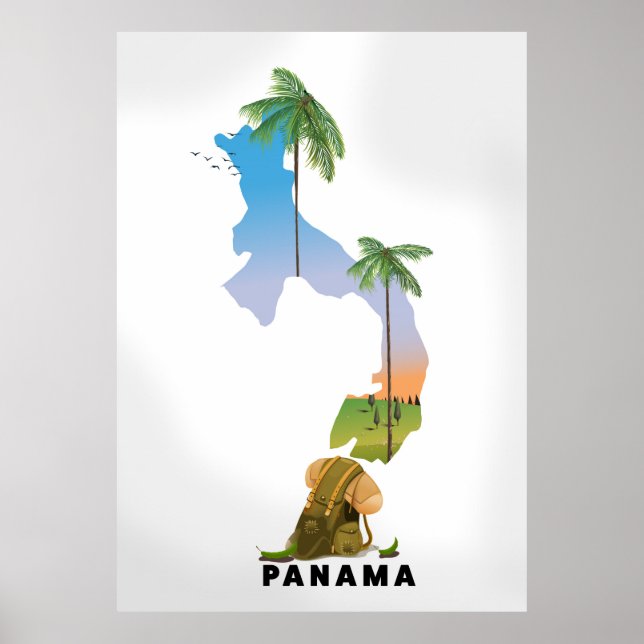 Panama karta illustrerade reseaffisch. poster (Framsidan)