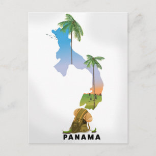 Panama karta illustrerade reseaffisch. vykort