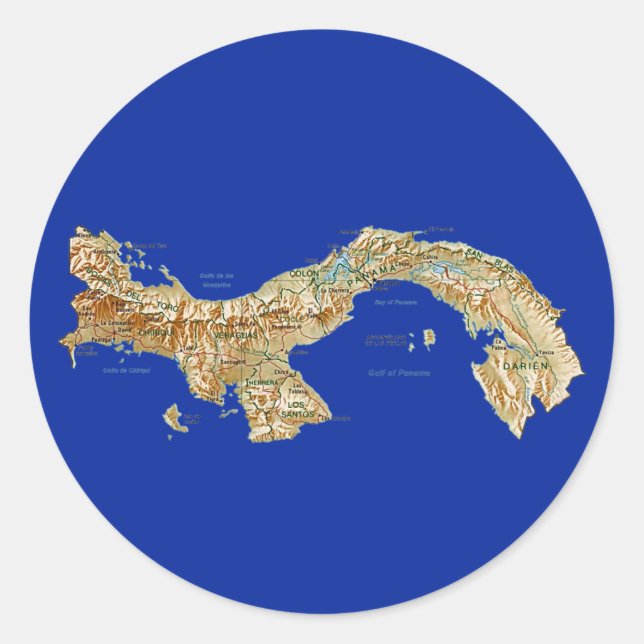 Panama Karta Sticker Runt Klistermärke (Framsida)