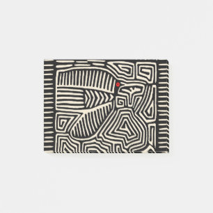 Panama Kuna Indian Mola Fågel - Svart Vitt Post-it Block