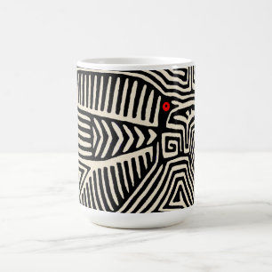 Panama Kuna Indian Mola Pajaro - Black White Magisk Mugg