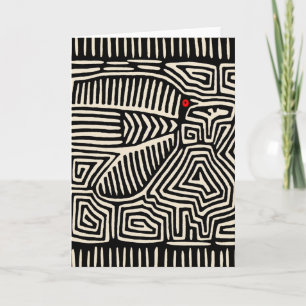 Panama Kuna Indian Mola Pajaro - Svartvit Kort