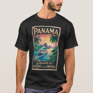 Panama Landskapsillustration Resa Konst Vintage T Shirt