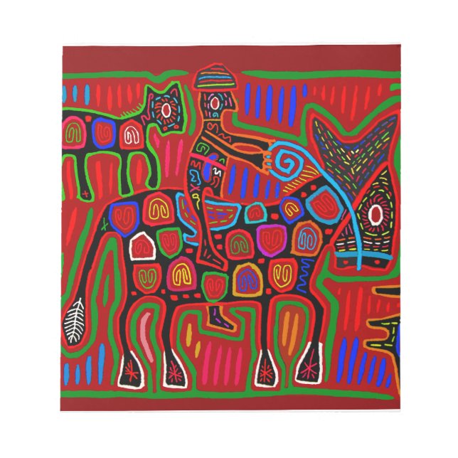 Panama Mola - Rädda en häst Ride a Cowboy Anteckningsblock (Framsida)