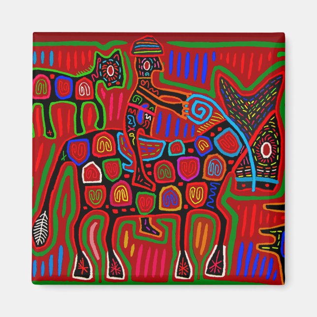 Panama Mola - Rädda en häst Ride a Cowboy Magnet (Framsidan)