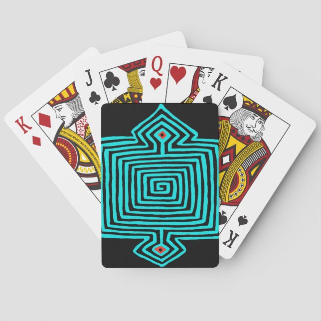 Panama Mola Sköldpadda - Blå Svart Casinokort (Baksidan)