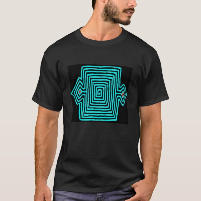 Panama Mola Tortoise - Blue Black T Shirt (Framsida)