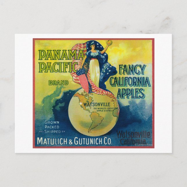 Panama Pacific Apple Låda-etikett Vykort (Framsida)