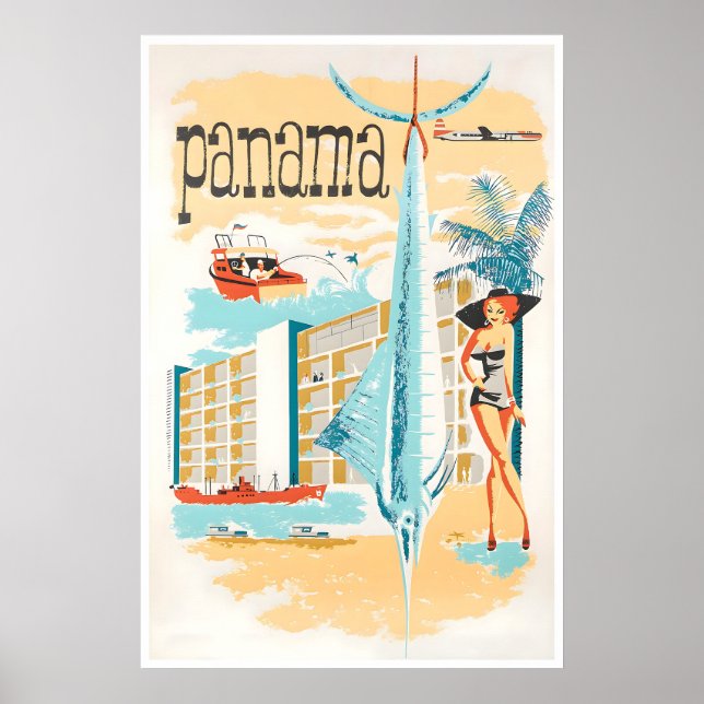 Panama Resematerial Affisch Marlin Fiske Konst Cen (Framsidan)