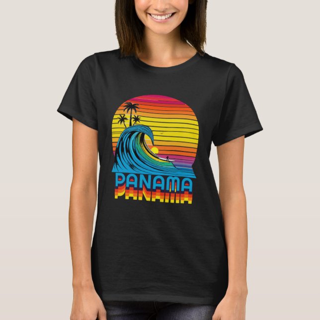 Panama Retro Throwback Surf & Beach Souvenir T Shirt (Framsida)