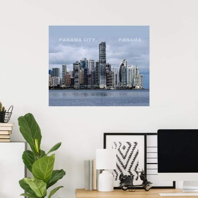 Panama Skyline Poster anpassadet med utskriven tex (Hemmakontoret)