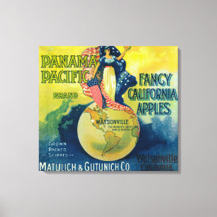Panama Stillahavs- Apple lådaetikett Canvastryck