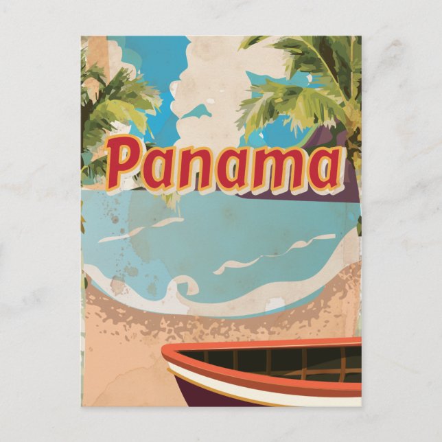 Panama Vintage Resemålningaffisch Vykort (Framsida)