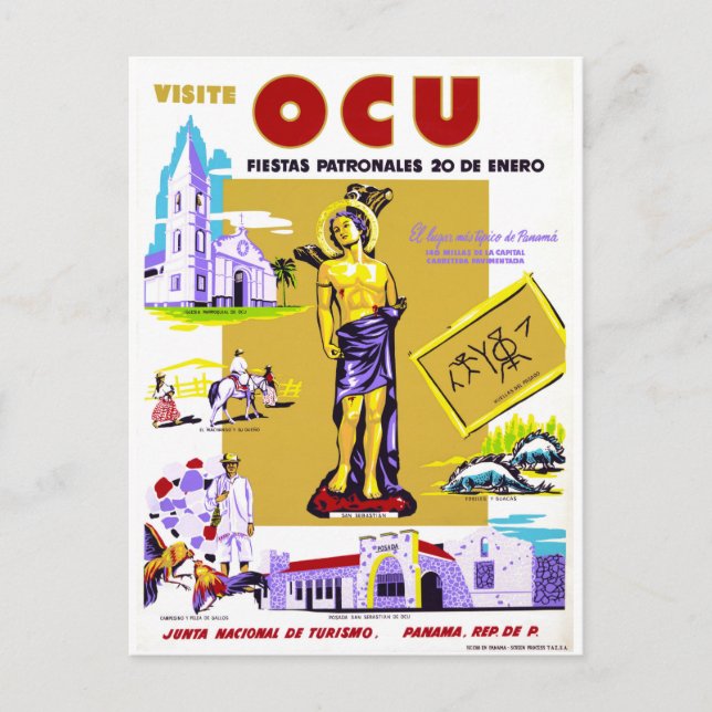 Panama Vintage resor Poster återställd Vykort (Framsida)