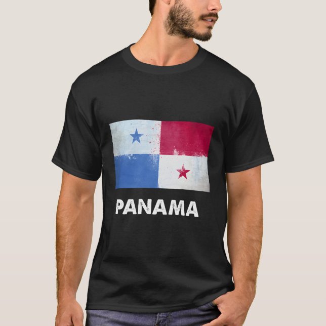 Panamaian Panama Flagga T Shirt (Framsida)