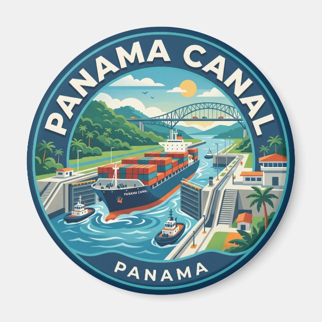 Panamakanalen Panama Magnet (Framsidan)
