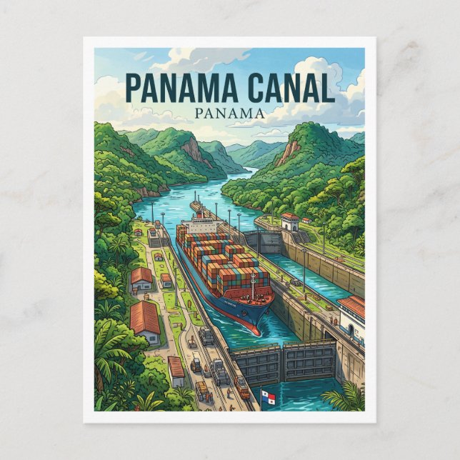 Panamakanalen Vykort (Framsida)