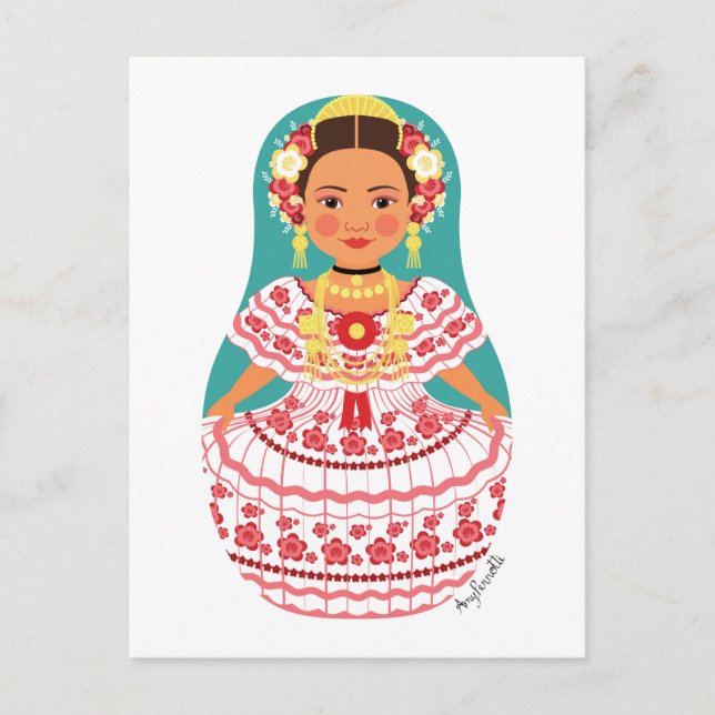 Panamanian Matryoshka Postcard Vykort (Framsida)