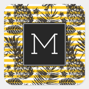 Pananas hand plockade Monogram Fyrkantigt Klistermärke