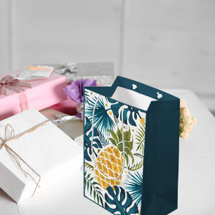 Pananas handflatan blad, grönt, guld (blått)