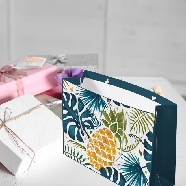 Pananas handflatan blad, grönt, guld, blått, tropi (Skapare uppladdad)