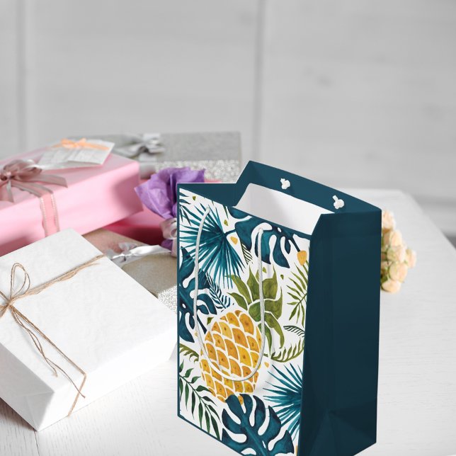 Pananas handflatan blad, grönt, guld, blått, tropi (Skapare uppladdad)