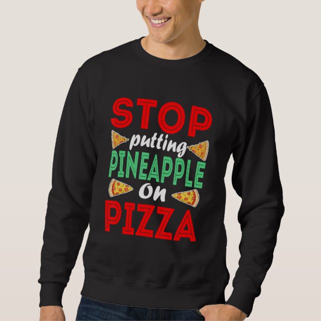 Pananas stoppas på en pizzaanananas. lång ärmad tröja (Framsida)