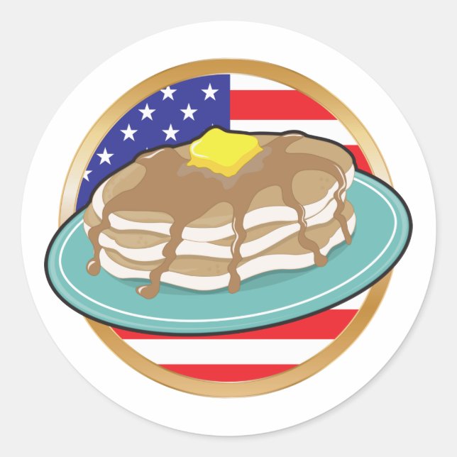 Pancake American Flagga Runt Klistermärke (Framsida)