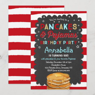 Pancake and Pajamas Birthday Investigation PJ's Pa Inbjudningar