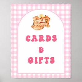 Pancake Breakfast 1st Birthday Card and Gifts Sign Poster