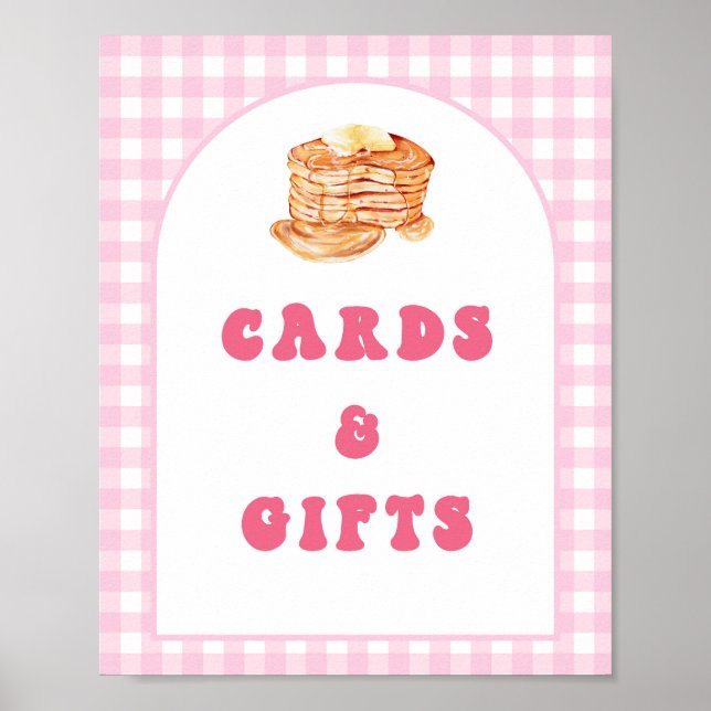 Pancake Breakfast 1st Birthday Card and Gifts Sign Poster (Framsidan)